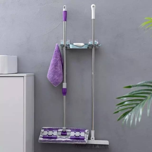 3 In 1 Wall Mounted Soap Dish, Mop Holder & Brush Holder