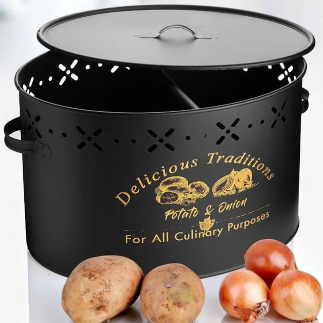 Large compartment luxury metal potato onion bucket