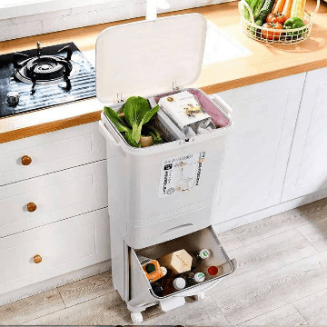 42L Kitchen Gargabe Can Wet Dry Trash Sorting Bin