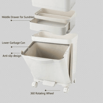 42L Kitchen Gargabe Can Wet Dry Trash Sorting Bin