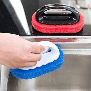 Magic Powerful Cleaning Sponge Brush With Handle