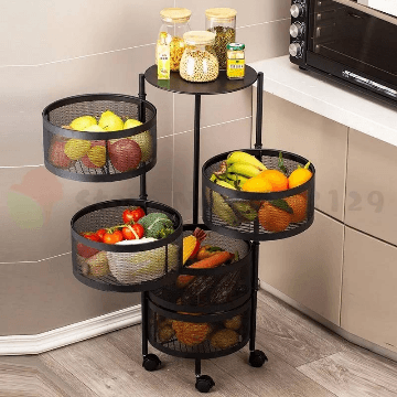 3 4 5 Layer Rotatable Kitchen Utility Trolley With Wheels