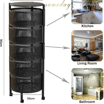 3 4 5 Layer Rotatable Kitchen Utility Trolley With Wheels