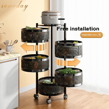 3 4 5 Layer Rotatable Kitchen Utility Trolley With Wheels