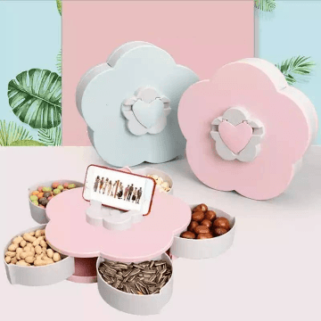 Flower Shape Rotation 5 Compartment Food Storage Box