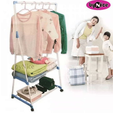 Foldable Vertical Telescopic Pole Triangle Clothes Stand