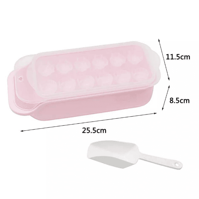 Plastic Ice Tray With Ice Box & Spoon